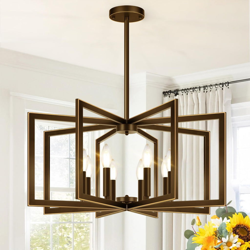 25"-61" Height Adjustable Modern Matte Black Chandelier for Dining Room, No Assembly Required Black Dining Room Light Fixture Over Table, Industrial Metal Pendant Lights Fixture for Kitchen Island