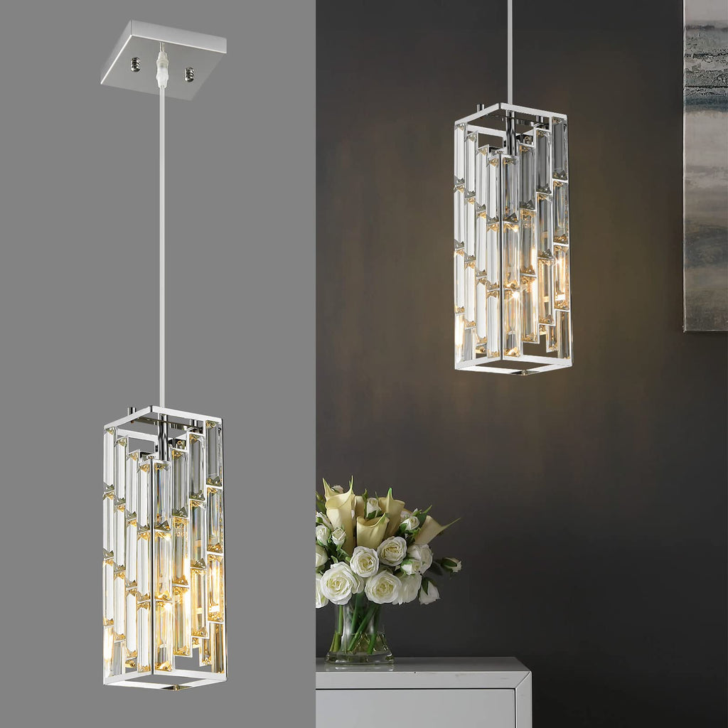 Black Pendant Lighting Modern Pendant Light, Mini Crystal Chandeliers,Adjustable Pendant Light Fixture for Kitchen Island Dinning Room Bedroom (3 Pack)