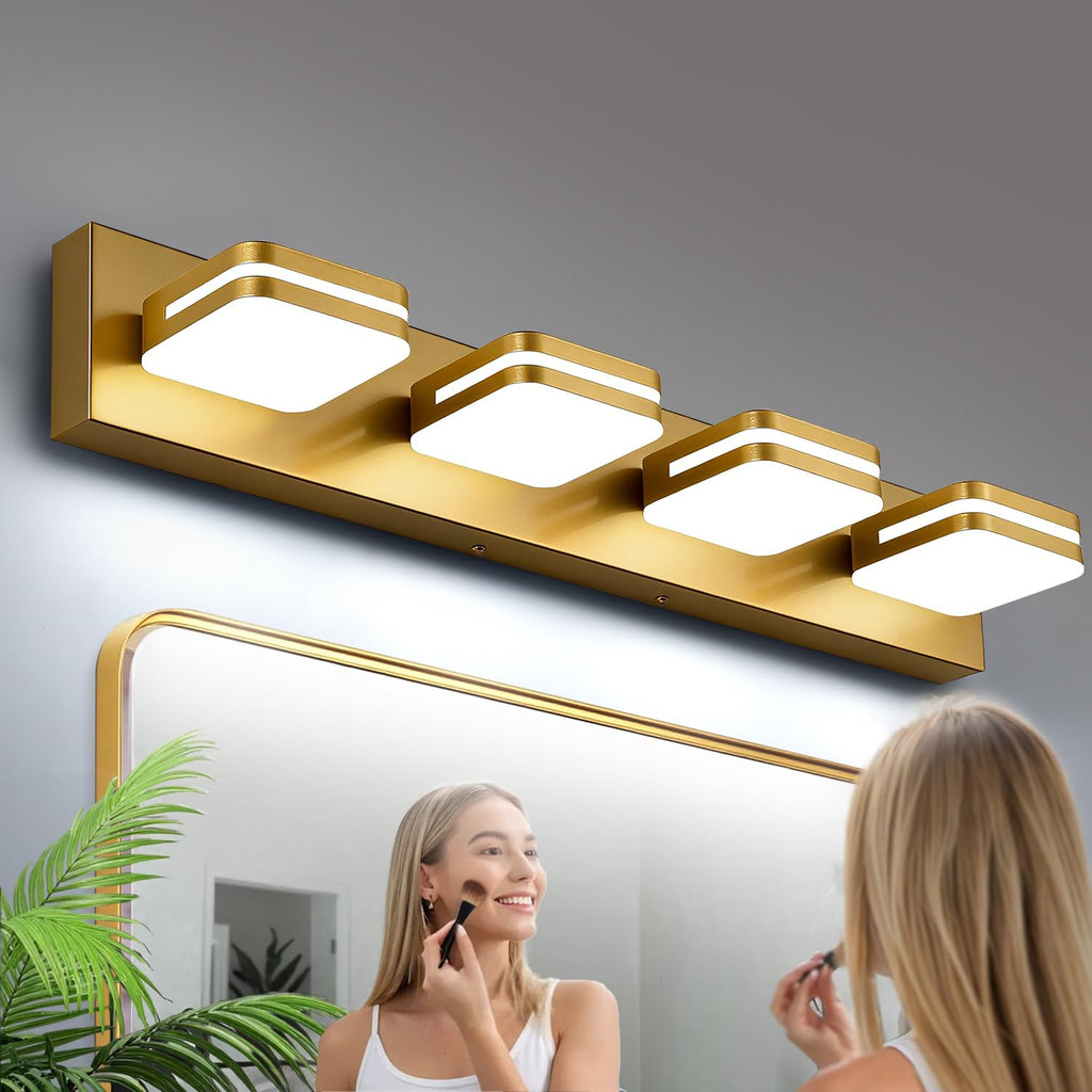 360° Rotate LED Bathroom Vanity Light Fixtures, 1300LM Acrylic Brushed Nickel Vanity Lights for Bathroom, Modern Wall Lighting Fixtures Over Mirror Kitchen Living Hallway (Natural White Light 5000K)