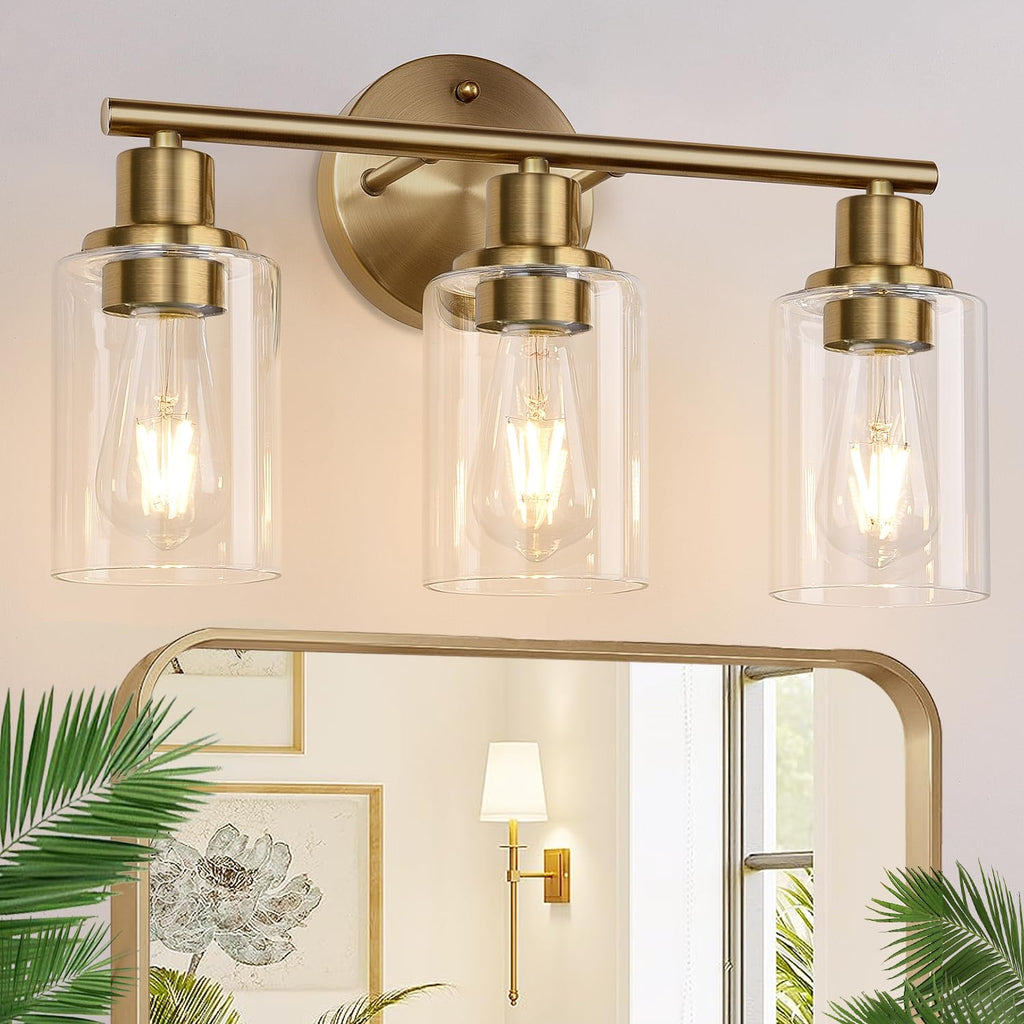 Zarbitta 3-Light Bathroom Light Fixtures, Brushed Nickel Vanity Light, Farmhouse Wall Lights with Milky White Frosted Glass Shades, Bathroom Wall Lamp for Mirror Kitchen Bedroom Hallway Living Room