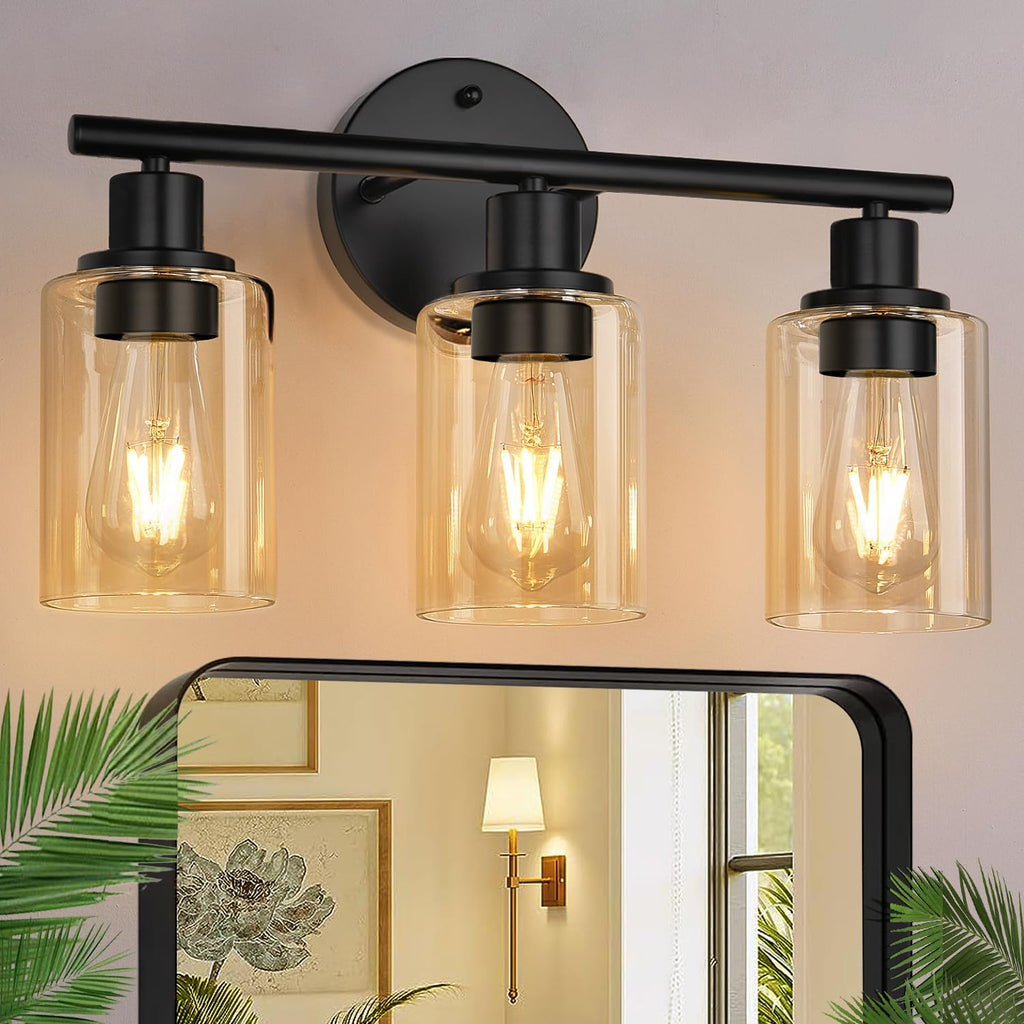 Zarbitta 3-Light Bathroom Light Fixtures, Brushed Nickel Vanity Light, Farmhouse Wall Lights with Milky White Frosted Glass Shades, Bathroom Wall Lamp for Mirror Kitchen Bedroom Hallway Living Room