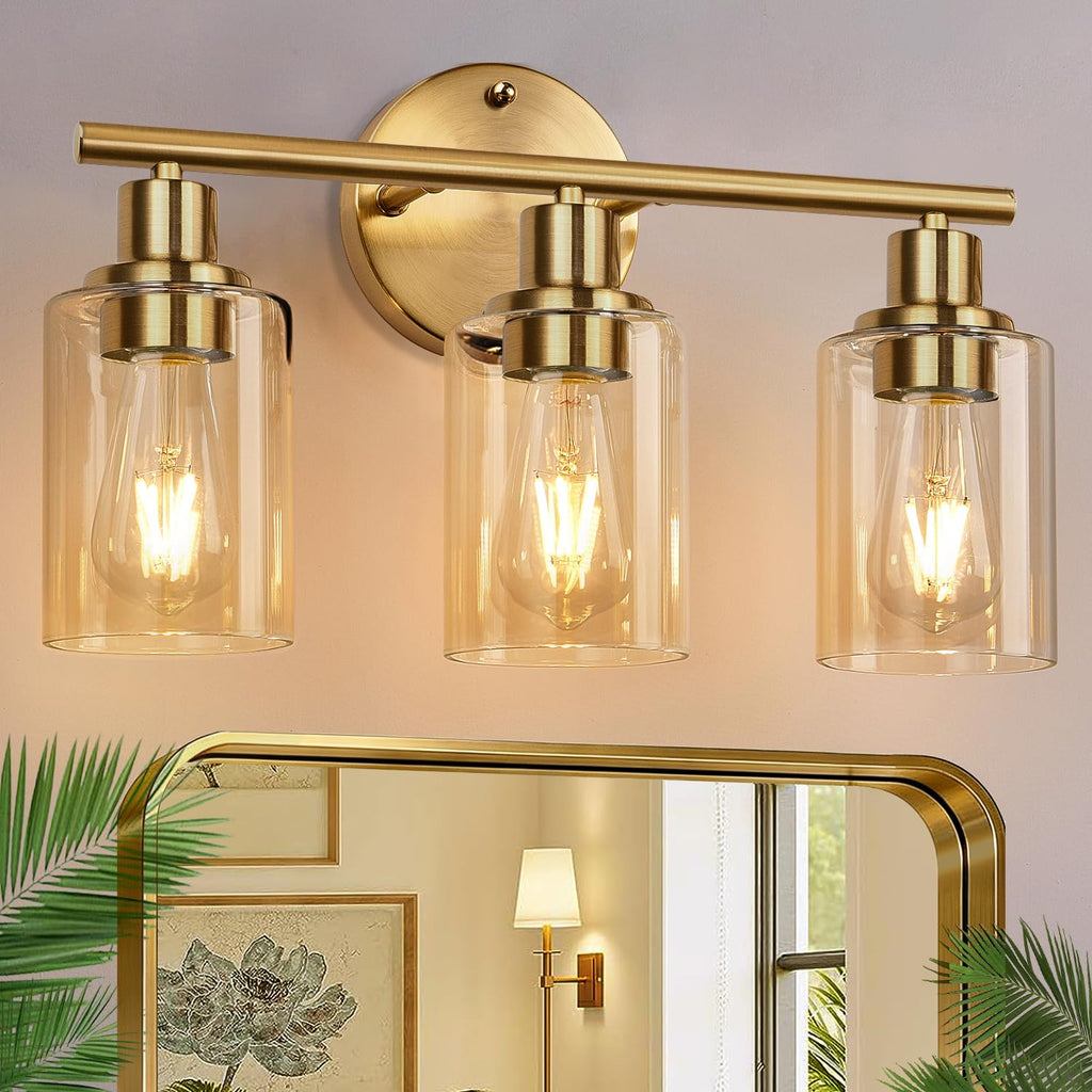 Zarbitta 3-Light Bathroom Light Fixtures, Brushed Nickel Vanity Light, Farmhouse Wall Lights with Milky White Frosted Glass Shades, Bathroom Wall Lamp for Mirror Kitchen Bedroom Hallway Living Room
