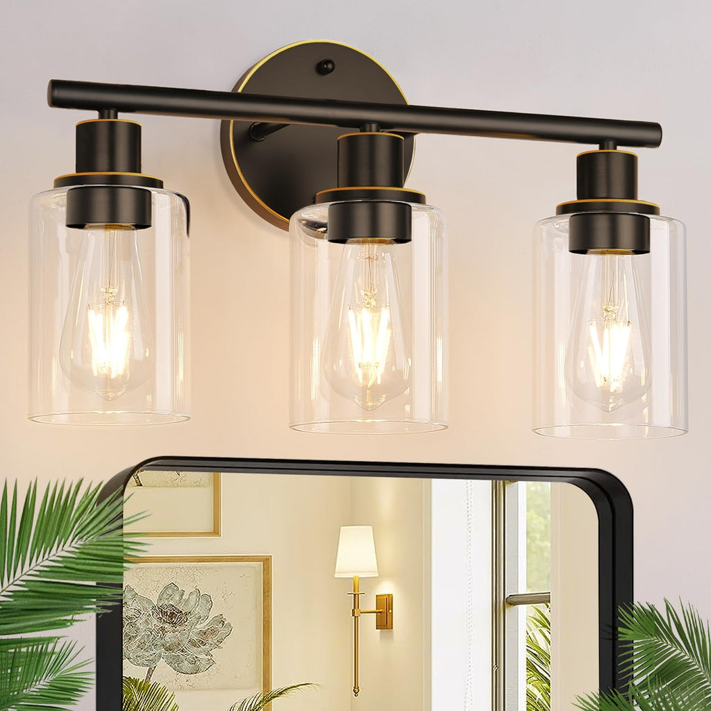 Zarbitta 3-Light Bathroom Light Fixtures, Brushed Nickel Vanity Light, Farmhouse Wall Lights with Milky White Frosted Glass Shades, Bathroom Wall Lamp for Mirror Kitchen Bedroom Hallway Living Room