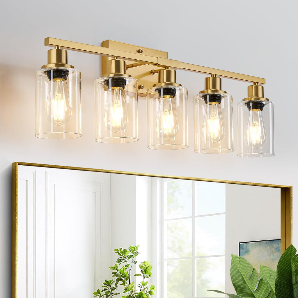 MOKATNG 4-Light Vanity Light with Milky White Shades, Brushed Nickel Bathroom Lighting Fixtures Over Mirror, Modern Bathroom Wall Lamp for Mirror Living Room Cabinet Bedroom