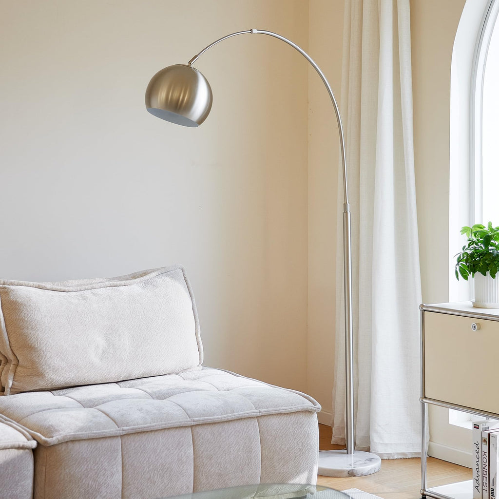 CO-Z 69" Modern Arc Floor Lamp, Gold Standing Light with Adjustable Metal Shade and Marble Base, LED Bulb Included, Contemporary Lighting for Living Room or Sofa