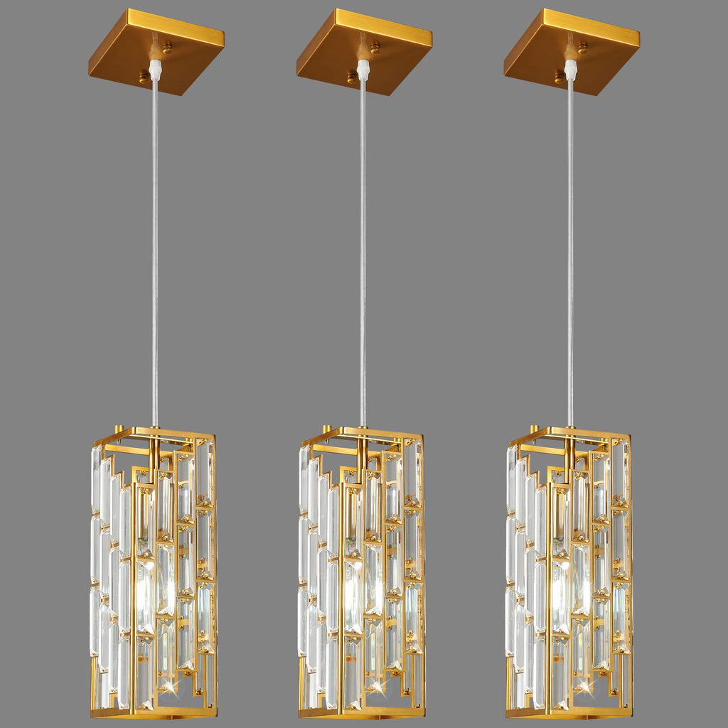 Black Pendant Lighting Modern Pendant Light, Mini Crystal Chandeliers,Adjustable Pendant Light Fixture for Kitchen Island Dinning Room Bedroom (3 Pack)